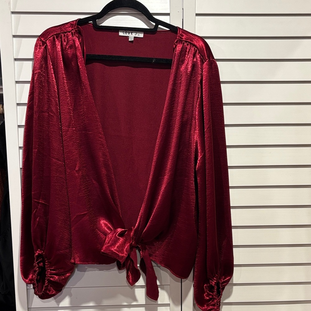 Love Deep Red Satin Blouse